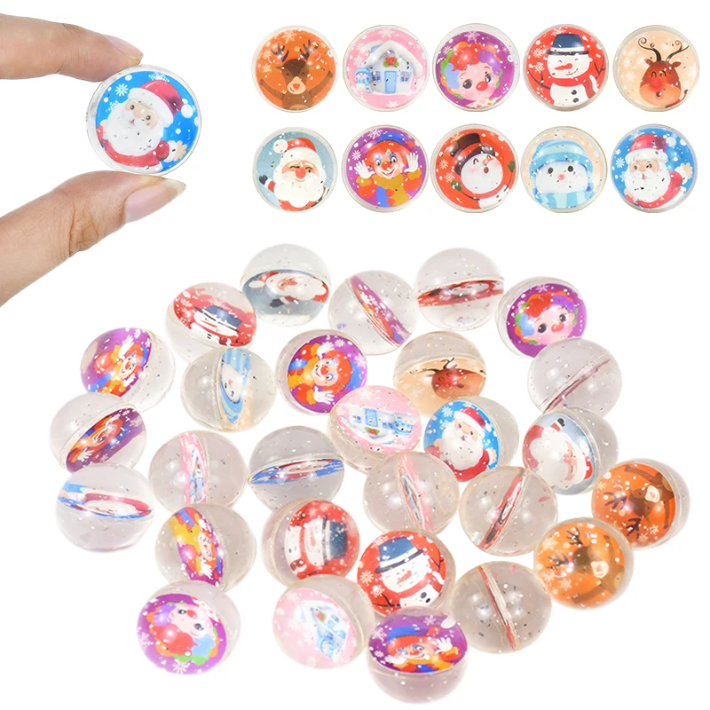 10pcs Christmas Bouncy Balls Rubber Ball Elastic Ball Santa Claus Snowman Elk Kids Favor Christmas Party Souvenir Children Toy