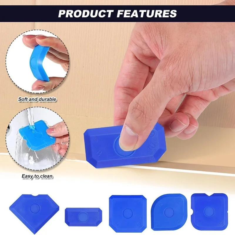 

5 Piece Silicone Caulking Tool Set Sealant Tool Grout Scraper For Kitchen Bathroom Floor Window