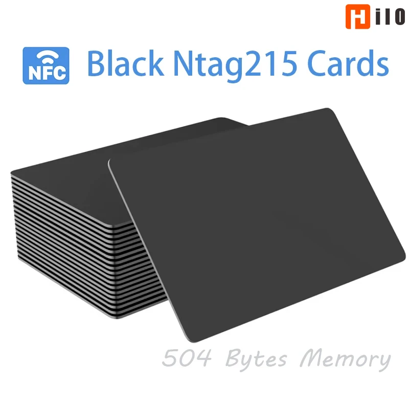 Hilo 5-10PCS NTAG215 빈 NFC 카드 PVC 태그 NFC215 블랙 카드 13.56Mhz TagMo 방수 RFID NFC 전화 504 바이트