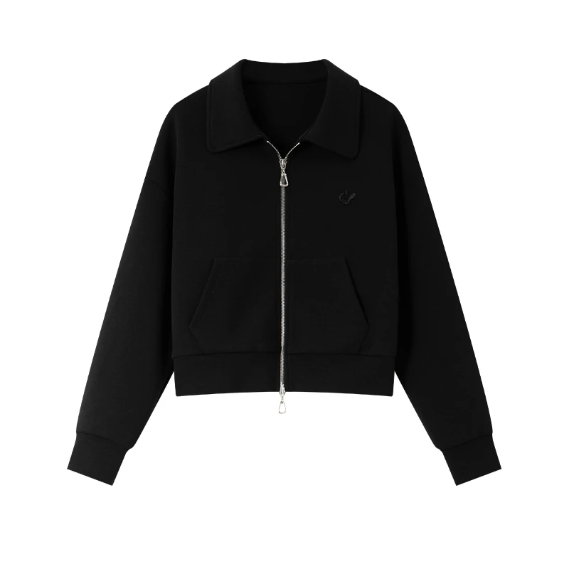 VIMLY, chaquetas cortas informales para mujer, otoño 2025, nuevos abrigos con diseño de cremallera, prendas de vestir de punto de manga larga lisas simples para mujer M8608