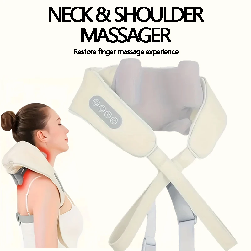 

Wireless Portable Neck And Shoulder Massager With Heating Function 5D Kneading USB Rechargeable - Perfect Gift For Parents