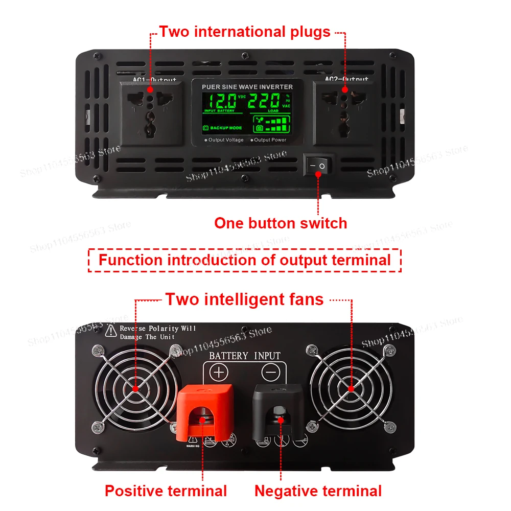 Wechselrichter 12V 24V 48V zu AC 110V127V 220V 8000W 10000W 12000W reine Sinus Welle Solar Fernbedienung Schaltnetzteil Wechselrichter