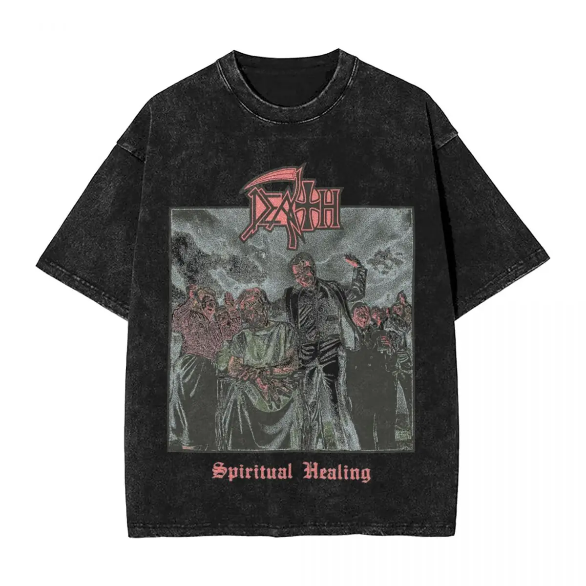 

Футболка Death Spiritual Healing, потертая футболка, уличная одежда, футболки в стиле хип-хоп, футболки для мужчин и женщин, хлопковые летние