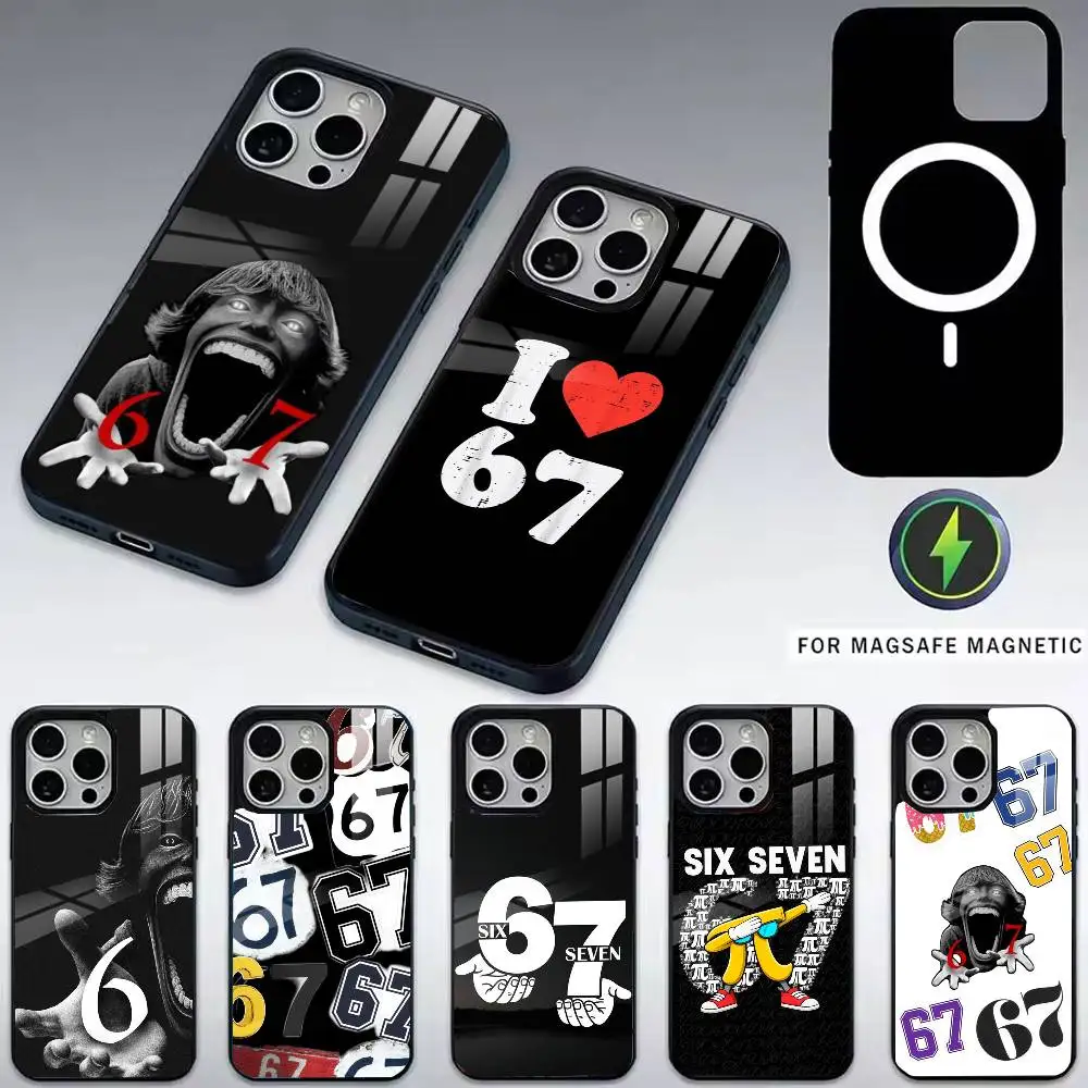 

67 Six Seven-nn Phone Case For iPhone17,16,15,14,13,12,11 Plus,Pro Magnetic with Magsafe Wireless Charging