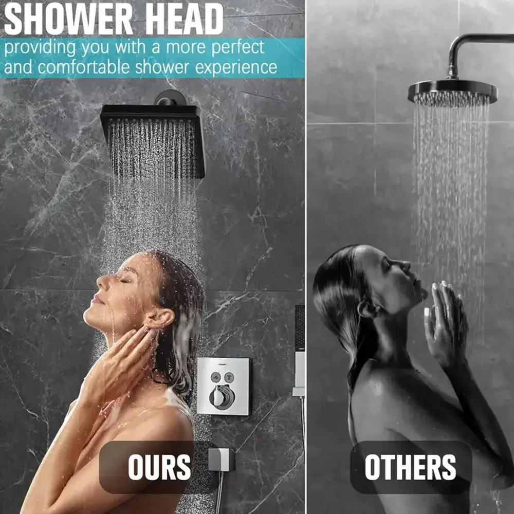 

Modern Water Saving Rain Shower Head High Flow Adjustable Shower Head Square High Pressure Bathroom Shower Head SPA