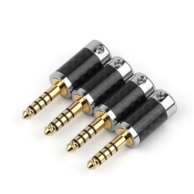 HiFi 4.4mm Jack Headphone Plug Audio Connector 5 Poles Balanced Carbon Fiber Earphone Male For Sony NW-WM1ZA Rhodium Gold Plated