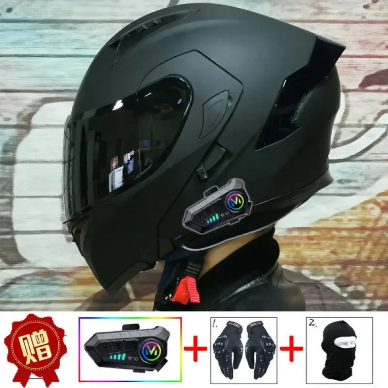

4 Season Bluetooth Integrated Motorcycle Helmet for Men Women - ORZ DOT Certified Motorbike Riding Helmet,H25035