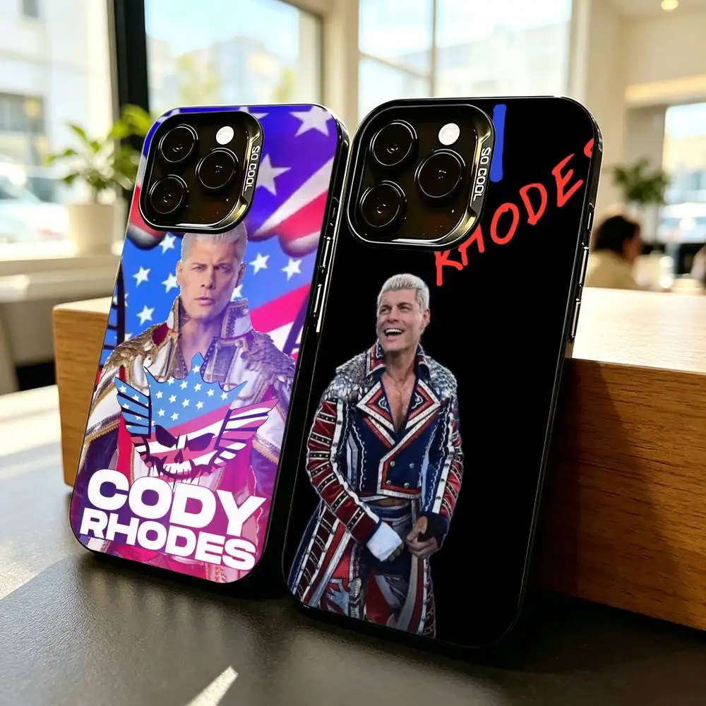 

Wrestler Cody-y Rhodes Phone Case For iPhone 17,16,15,14,13,12,11 Plus,Pro Max,XS,Colored Silver Plated Inside Cover