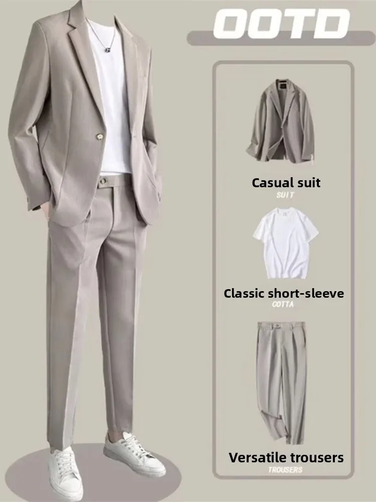 

Busin повседневный мужской костюм Jaet 202, весна-осень, приталенный крой, универсальный, модный, брендовый, профессиональный, официальная одежда, полиэфирное волокно