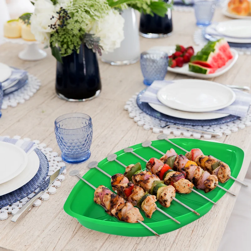 2/4/6 stücke grüne Palm blatt platte Popcorn Süßigkeiten Kekse Essen Tablett Platte für Hawaii Sommer Luau Geburtstag Hochzeits feier Dekorationen – Detail 15