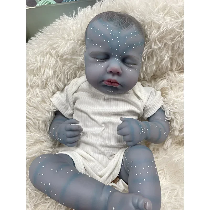 48 ซม.Reborn Bebe Loulou ทารกแรกเกิดตุ๊กตานอนเด็กทําด้วยมือทาสีเหมือนจริง 3D ผิวที่มองเห็นได้เส้นเลือด