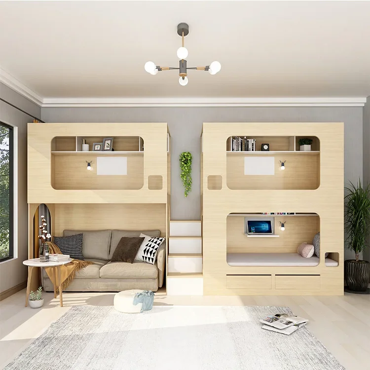 Upper and lower bunk of space capsule, student apartment, youth dormitory bed, e-sports hotel, school staff, upper and lower bds