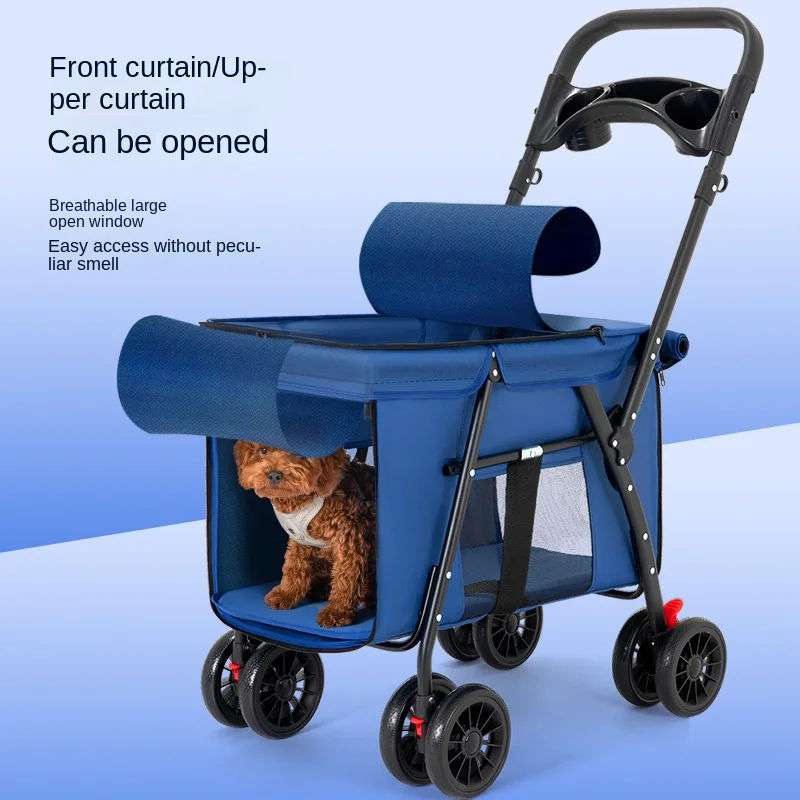 Medium and Large Dog Multi-functional Pet Cart, Outdoor Travel Transport Dog Trolley Portable Foldable Stroller for Dogs 30 Kg