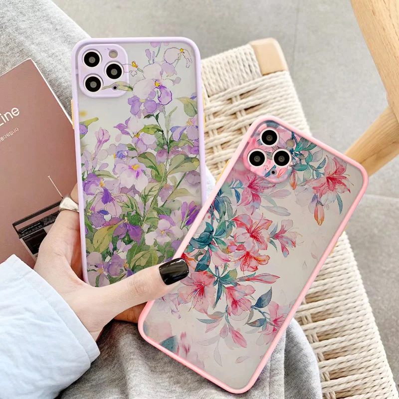 Vintage Leaves Flower Phone Case For iPhone 17 16 15 12 14 11 13 Pro Max Case For iPhone X XR XS 16 Plus Shockproof back Cover
