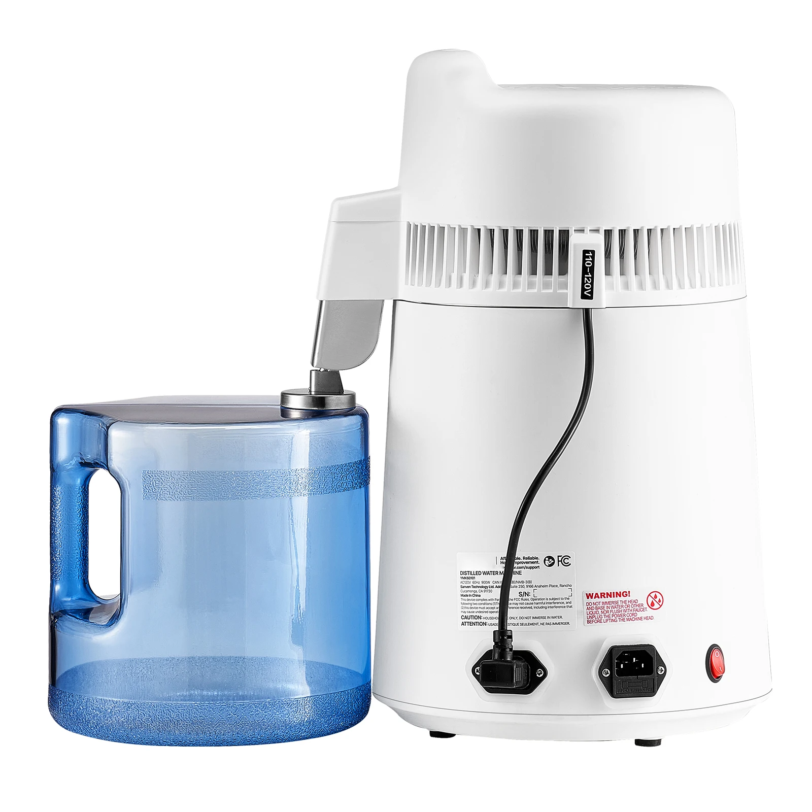 900W 6L 1.6 Gallon Countertop Water Distiller Larger Pure Water Purifier Filter Distilled Water Maker for Home White