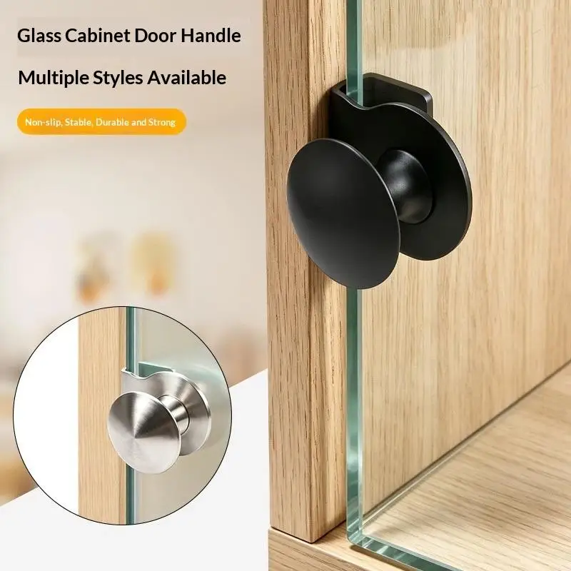 New Stainless Steel No Drill Glass Cabinet Door Pull Anti Slip Long Lasting Durable For Bathroom Kitchen Glass Cabinet Doors