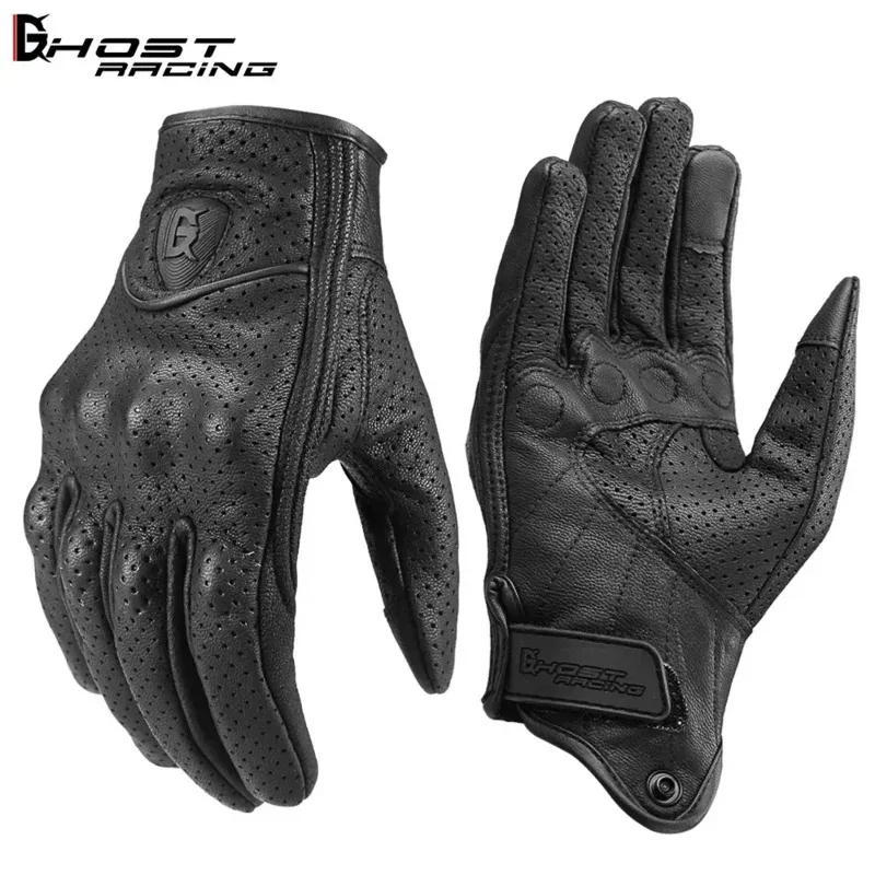Vintage Retro Style Motorcycle Leather Gloves Sheepskin Off-Road Anti-Drop Motocross Glove for Men Women Outdoor Cycling Items