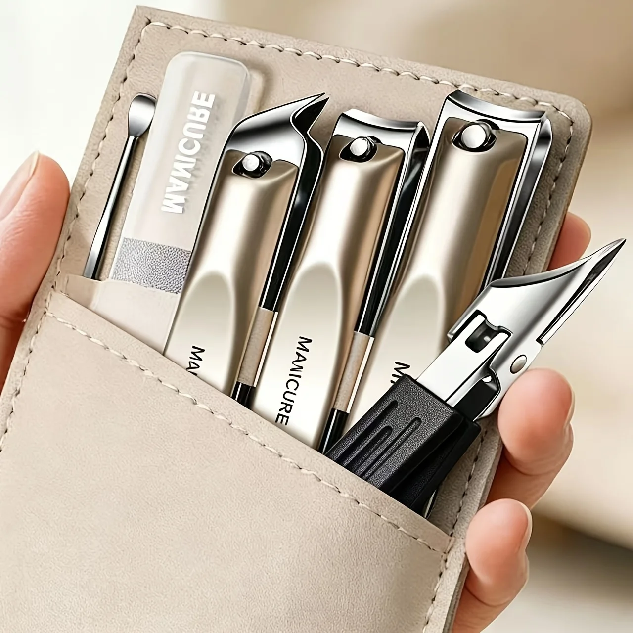 Professional Anti-Splash Nail Clipper + Cuticle Tools, Complete Manicure Set, Compact Storage for Travel and Business Trips