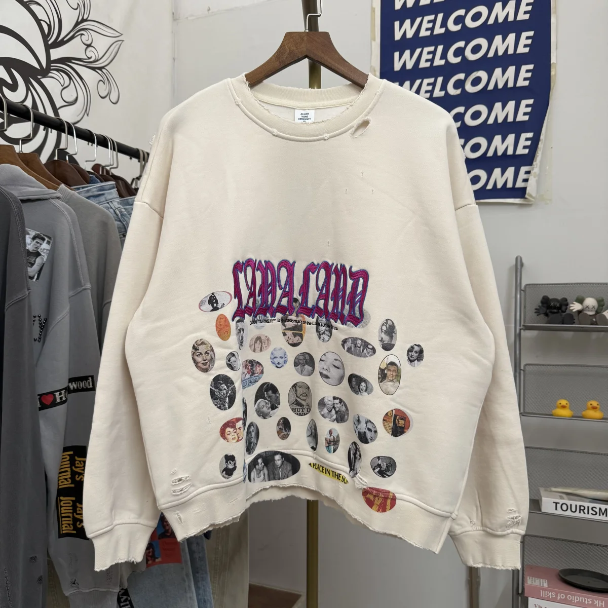 

Американский High Street, осень-зима, новый модный брендовый свитшот Bae с принтом разрушенных отверстий, светло-коричневый Fce round Ne, мужская...