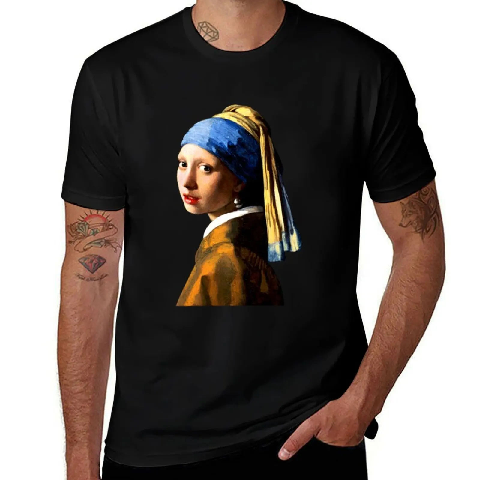 Vintage Girl With A Pearl Ear Ring Art T-Shirt anime t shirts for man T-Shirt