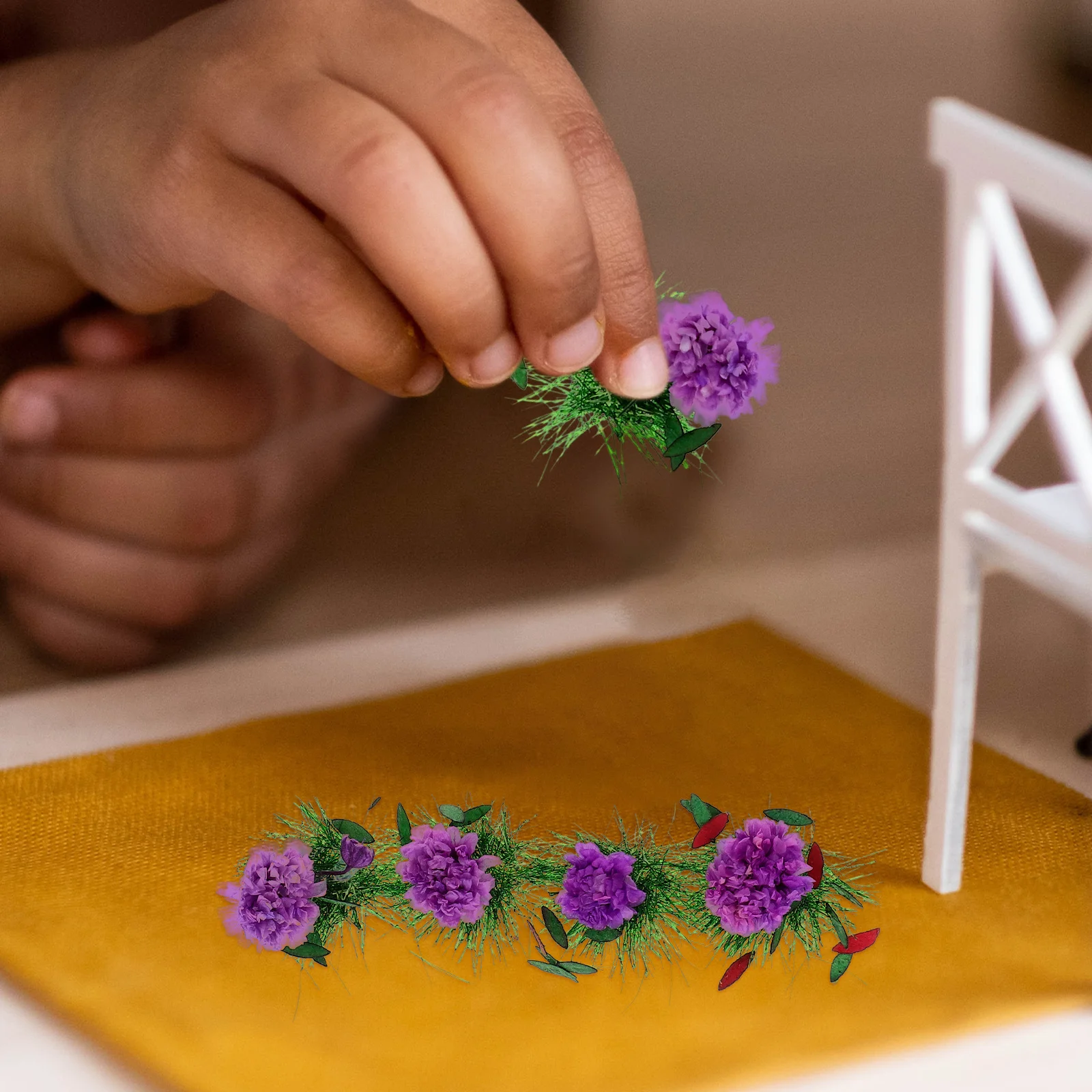 

1 Box Diy Miniature Strips Adhesive Fake Vegetation Group For Sand Table Micro Landscape Ornament Lawn Grass Mini House Plant