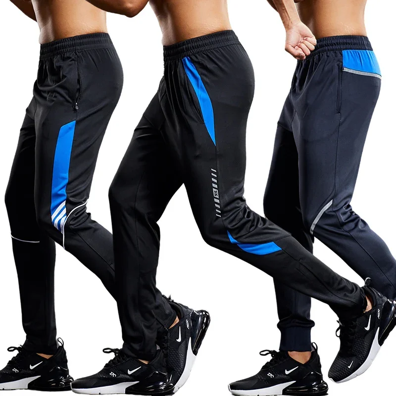 Men Fitness Running Sport Pants with Zipper Pockets Training Joggings Sweatpants Basketball Soccer Trousers Plus Size for Male