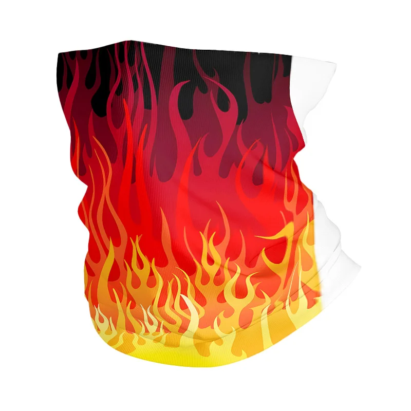 

1pc 's Flame Gradient Neck Gaiter Face Mask - Double-Sided Fire Print (Red/Yellow to Black) - Breathable All-Season