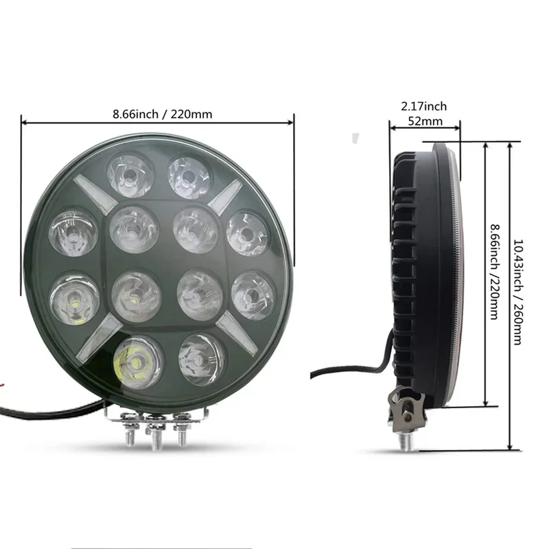 1PCS 9 Inch Round 120W Work Light 12V 24V Yellow White Led DRL Off Road Fog Lamp For Lada Truck 4X4 4WD Car Accessories