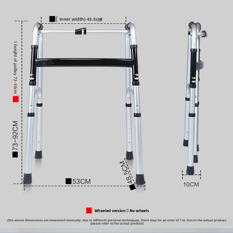 Foldable Adjustable Height Rehabilitation Walking Aid with Non-Slip Handrail Portable Rollator for Leg Training