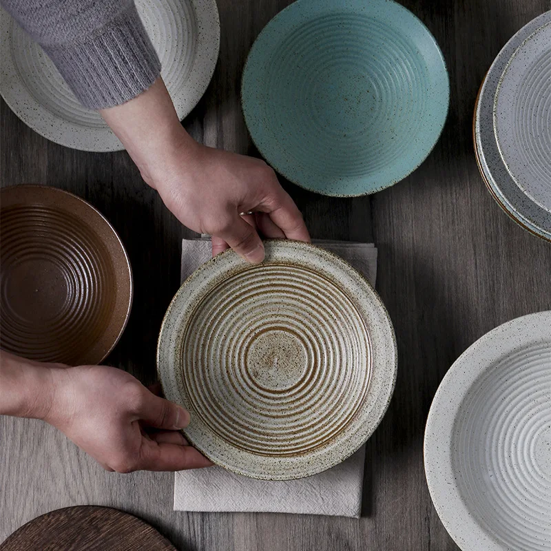 

Винтажная тарелка с соломенной шляпой в японском стиле, керамическая посуда, глубокая тарелка, 8,8 дюйма, креативная миска для супа