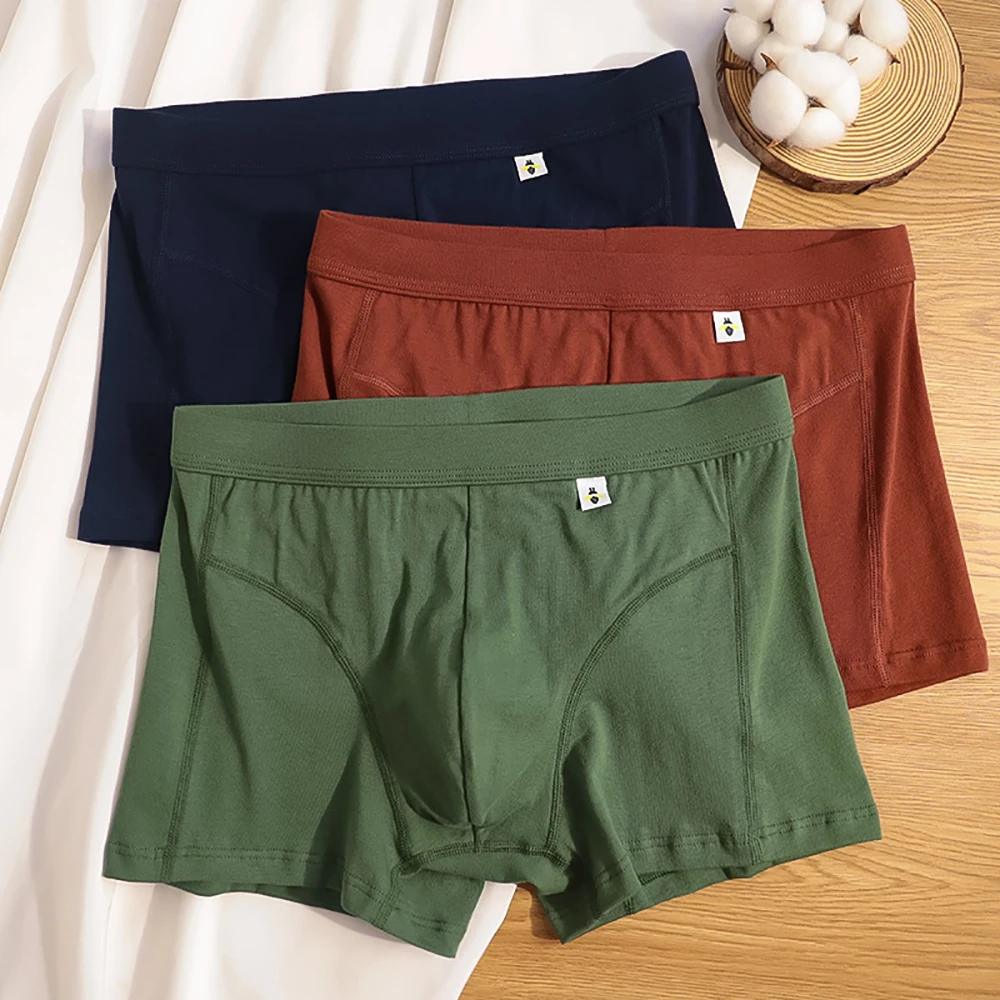 

3PCS/Pack L-4XL Crotch-separating Men's Panties 100% Cotton Antibacterial Breathable Men Underwear High Elastic Sport Boxers Man