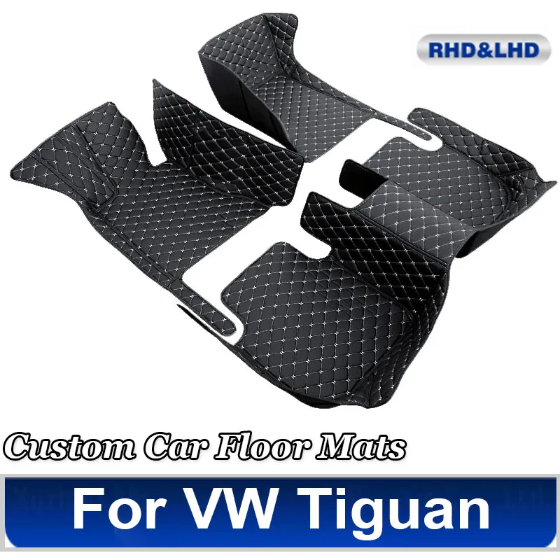 

Car Mats Floor For VW Tiguan Allspace LWB 2017~2022 7seat Leather Not Computer Box Under The Driver Seat Car Accessories