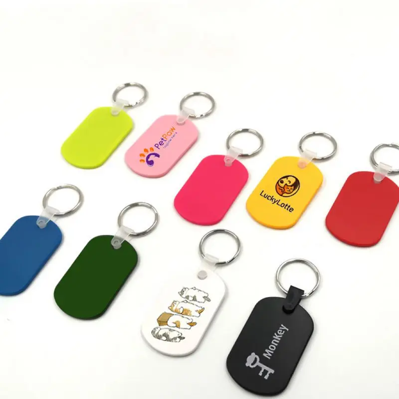 20pcs 35*55MM Pvc Soft Material Keychain Pet Name Tag Cat Dog Listing Hotel Number Plate Custom Logo Pattern Pendant Accessories