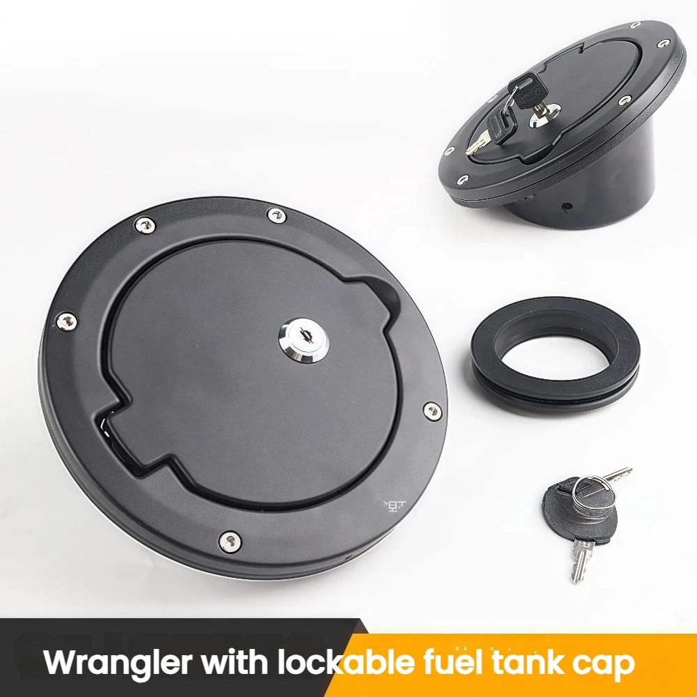 

Black Aluminum ABS Fuel Filler Door Cover Gas Tank Cap for Jeep Wrangler JK 2007-2017 Tank Covers Accessorieswith Lock