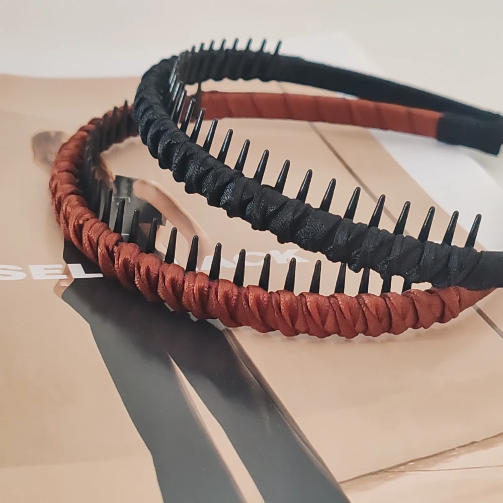 2pc Nette Kunststoff Schwarz Braun Zahn Anti-skid Stirnband Frauen Mädchen Haar Bands Elegante Washface Haarband Haar Zubehör – Detail 12