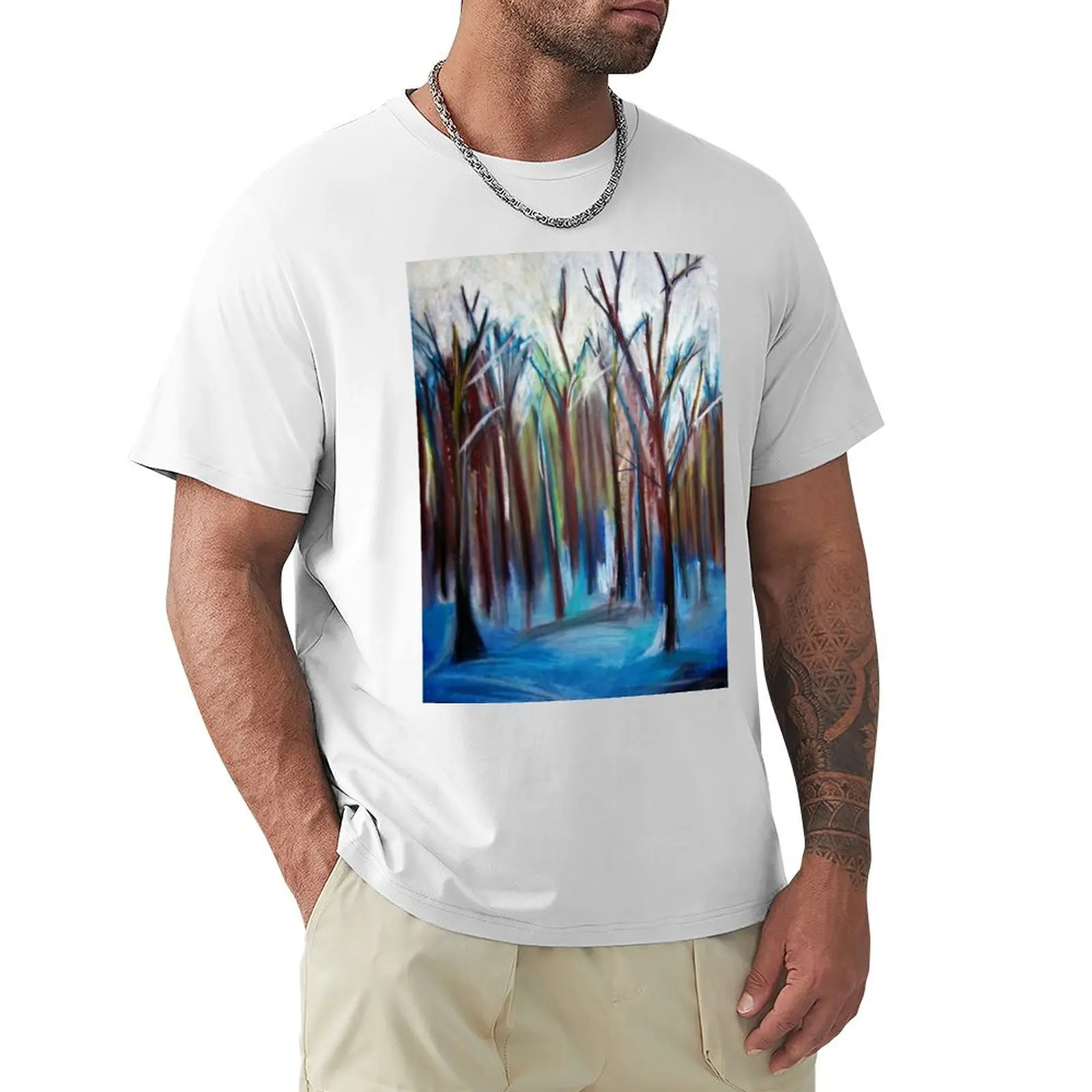 snowy forest T-Shirt plus sizes anime clothes mens white t shirts