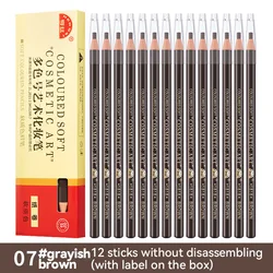 12PCS High Quality Pull Eyebrow Pencil Black Leather Makeup Wild Line Eyebrow Pencil Waterproof Hard Core Flat Head Pencil