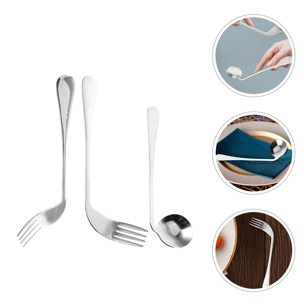 

1 Set Bendable Spoon Fork For Elderly Adaptive Eating Utensils Set Dishwasher Safe Lightweight Silverware Caregiver Disabled