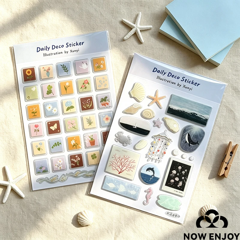 Cute Cartoon Ocean World 3D Jelly Stickers Transparent Resin Gel Self-adhesive Decoration for DIY Phone Cases Tablet Computers