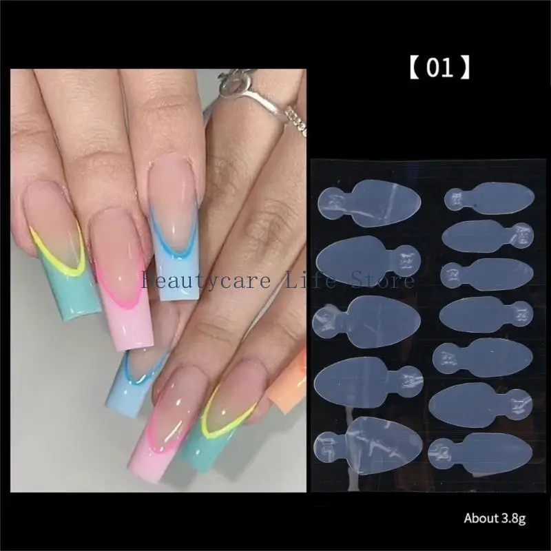 652c 12sheet ongles Forme d'autocollant français Couverture complète Faux Nails Guide dessin ligne française Autocollants