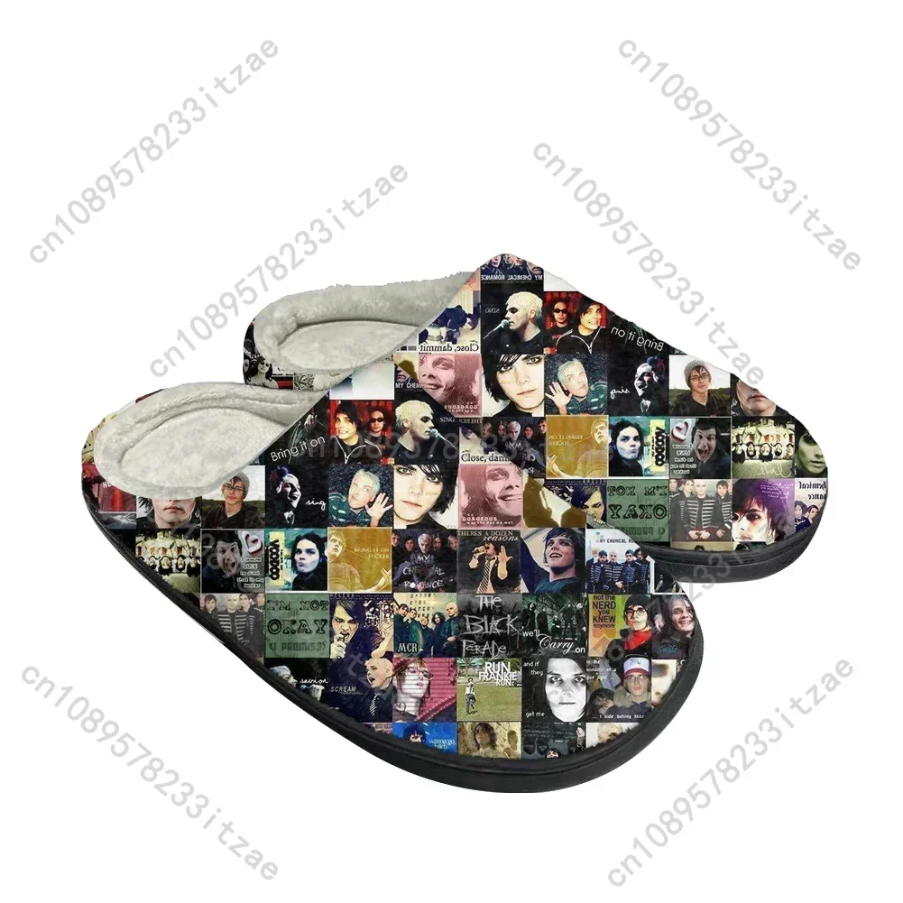 My Chemical Romance Fashion Cotton Custom Slippers Mens Womens Teenager Plush Casual Keep Warm Shoes Thermal Comfortable Slipper