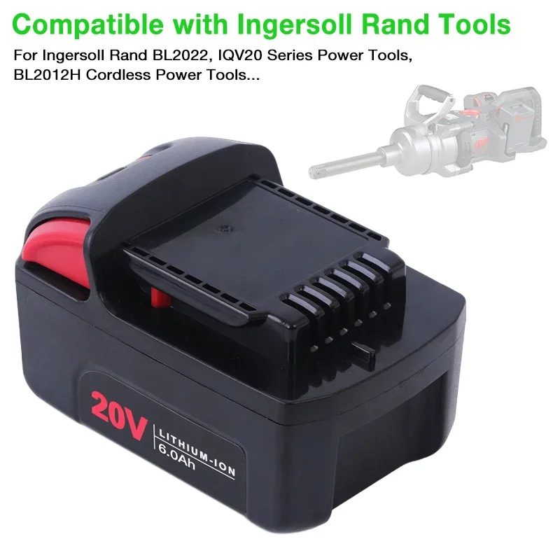 بطارية ليثيوم أيون عالية السعة من سلسلة 20 فولت 6000 مللي أمبير/5000 مللي أمبير في الساعة IQV20 لأدوات كهربائية Ingersoll Rand BL2022 BL2010 BL2012