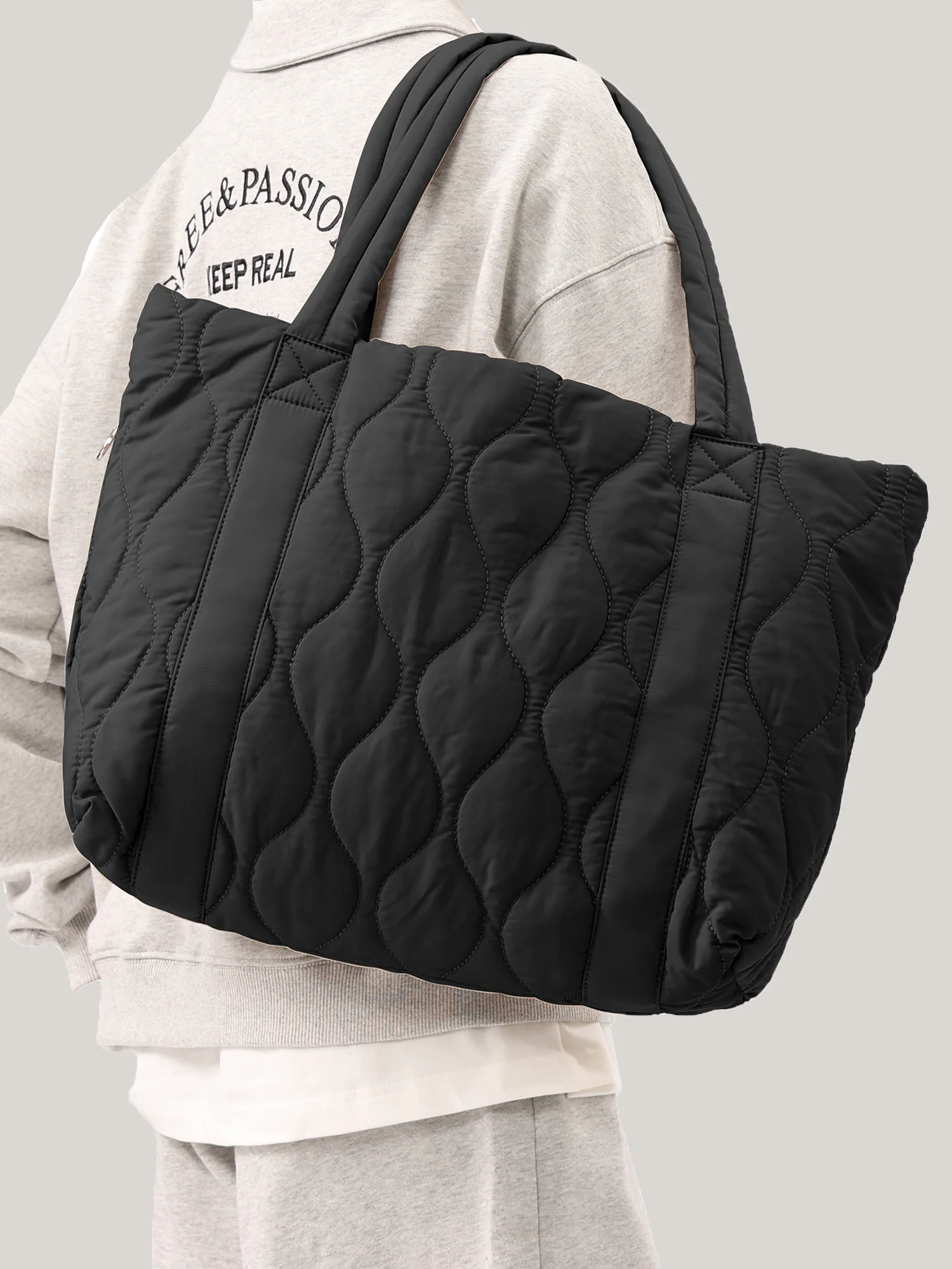 Women's Tote Bag Shoulder Bag Sewing Thread Large Capacity Fashion Advanced Sense Handbag Practical Female's Commuter Laptop Bag