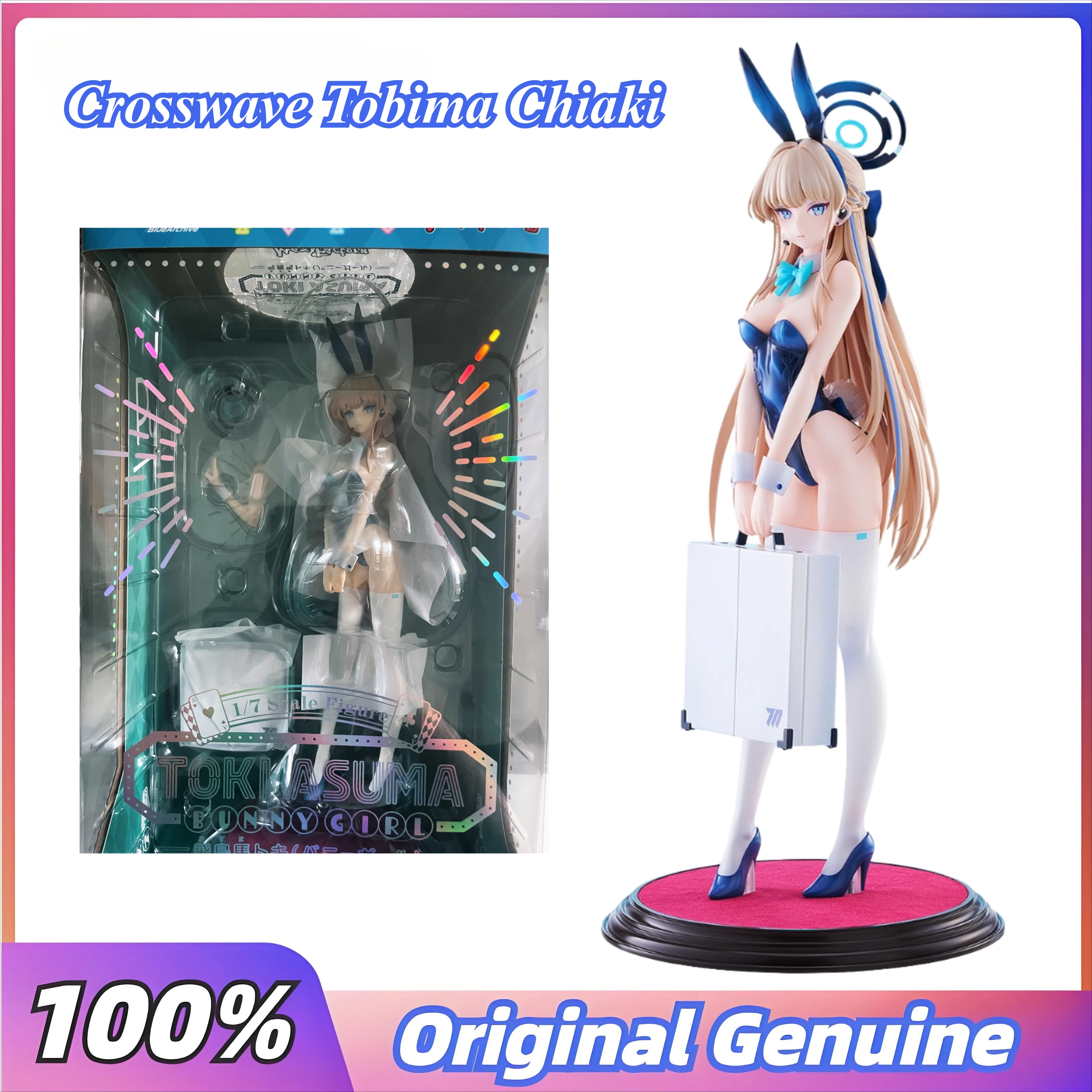 

100% Brand New Genuine Max Factory Tobima Chiaki Crosswave Blue File Asukama Rabbit Girl Figure Ornament Collection Gift