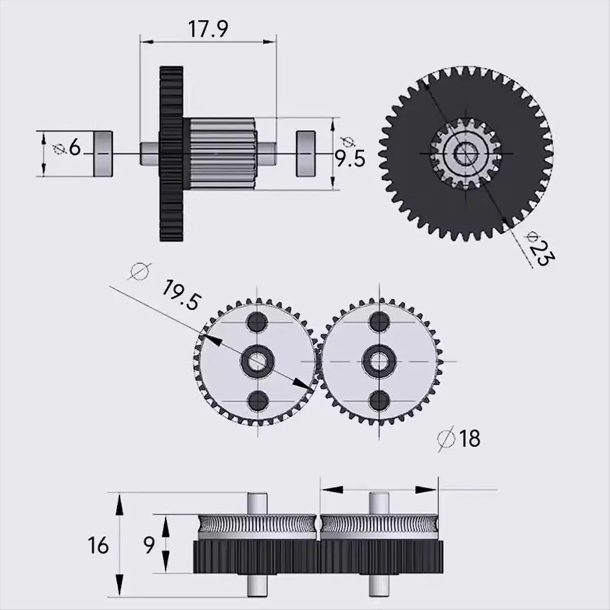 A85P 3d Printer Accessories Full Metal HGX-LITE-Extruder Hardened Steel Gear Reduction Extruder Kit with High Speed Motor