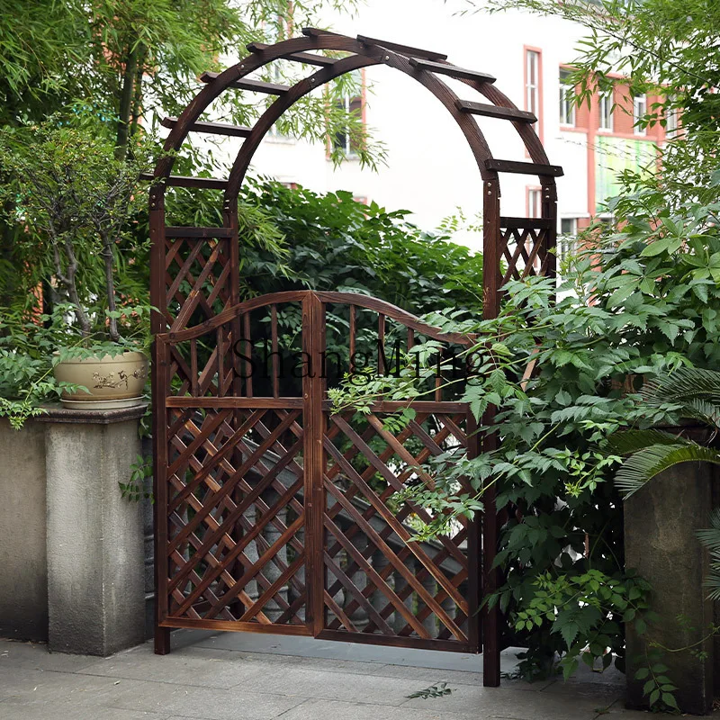 

CL direct supply courtyard anti-corrosion solid wood arch garden solid wood fence arch carbonized wood arch