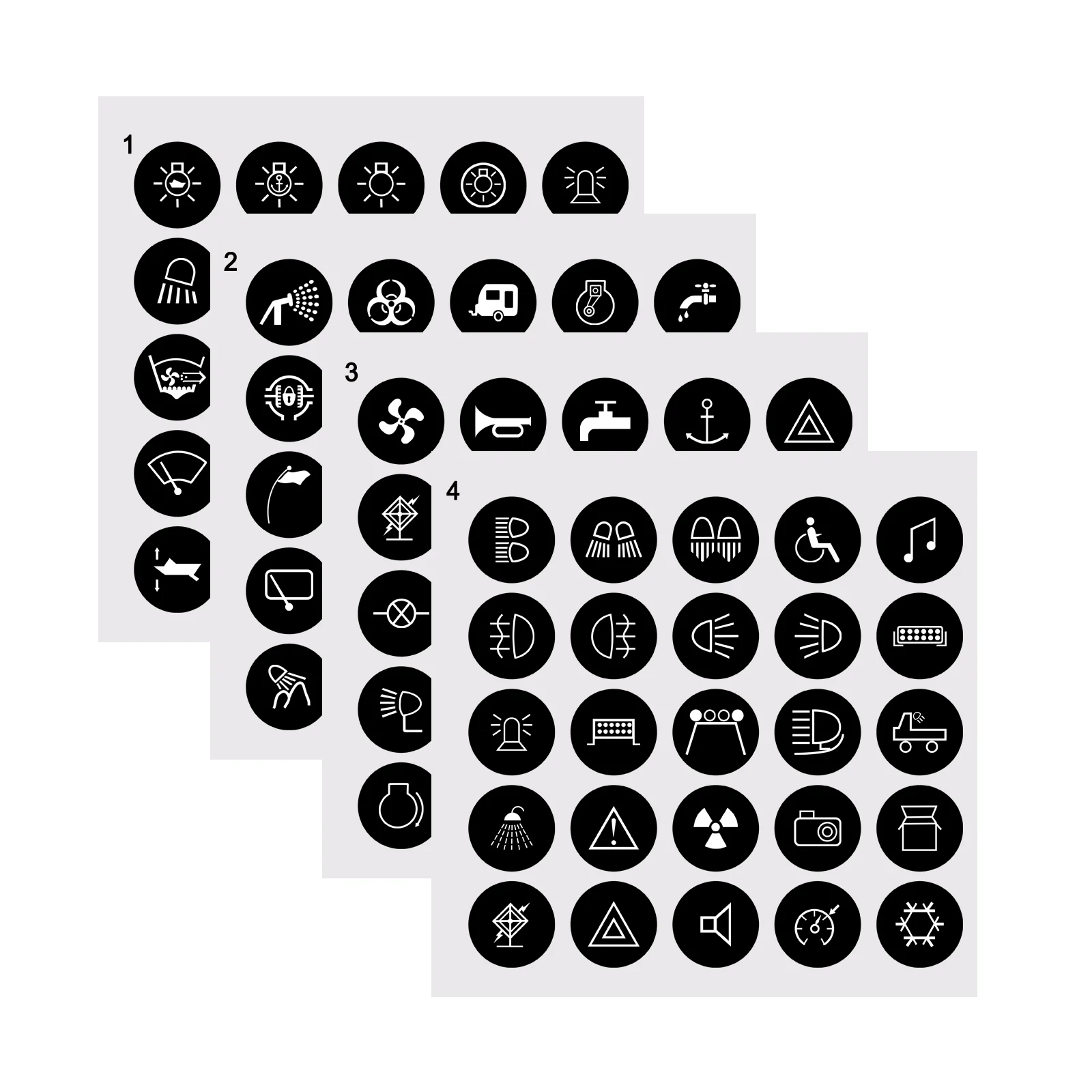 Adesivos Redondos de 11mm, Etiquetas com 100 Padrões, Decalques Impermeáveis para Carros e Barcos, para Interruptores de Botão de Metal LED de 16/19/22mm e Painéis