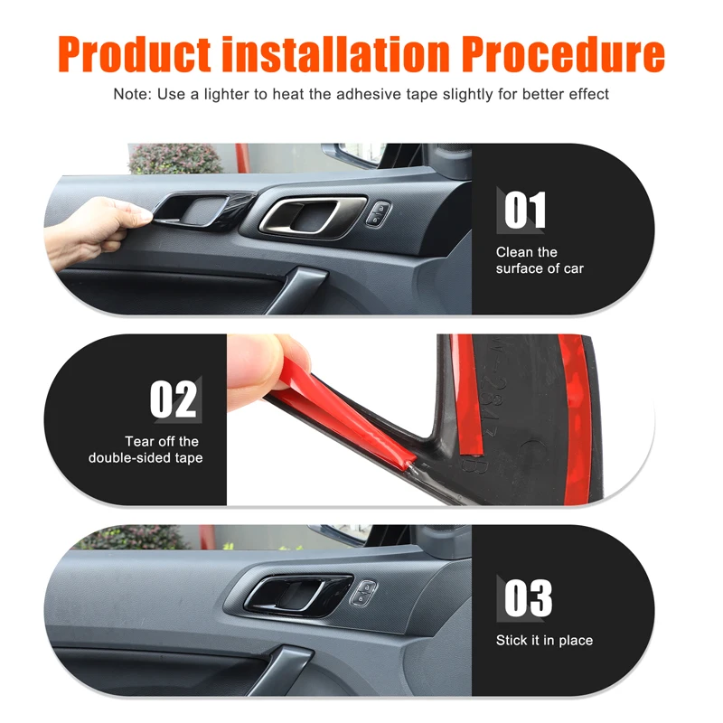Car Interior Handle Decorative Frame Sticker Trim Cover Protective Covers Car Interior Accessories For Ford Ranger 2015-2021 6