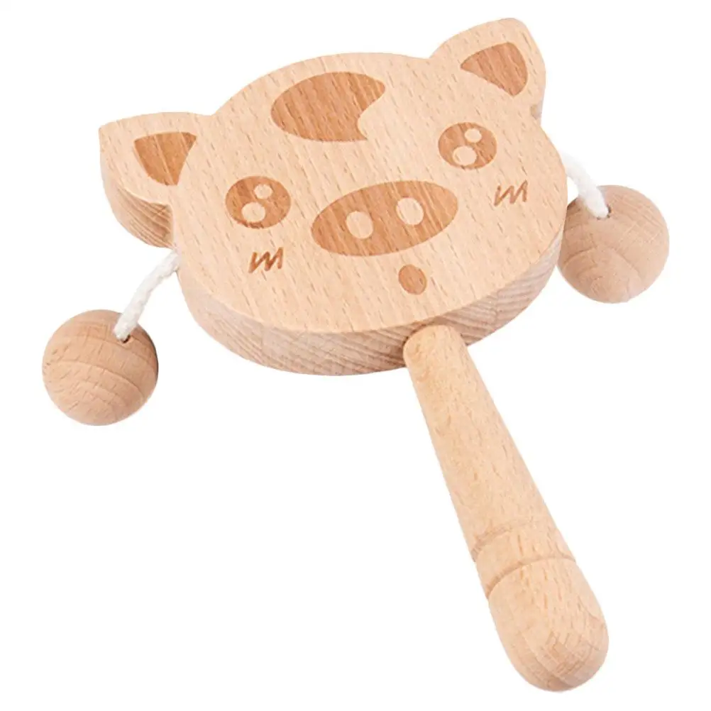 Giocattoli a mano in legno Sonaglio a mano per bambini Spavemente lucido Sicuro Giocattolo per bambini Regali per tamburi con sonaglio per l'educazione precoce