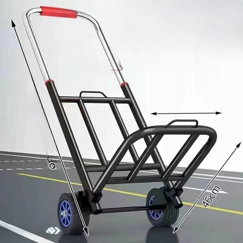 手引きスーツケースカート、頑丈なショッピングカート、荷物運搬用、押し引き式ショッピングカート、ステンレス鋼素材
